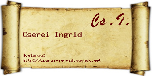 Cserei Ingrid névjegykártya
